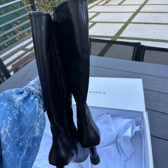 Clergerie Karl Knee HighTall Boots Soft Lambskin Leather Sz 8.5 Black Heels - Picture 7 of 13